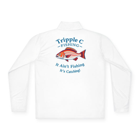 Cozy Unisex Quarter-Zip Pullover with Fish Design - Perfect for Outdoor Adventures