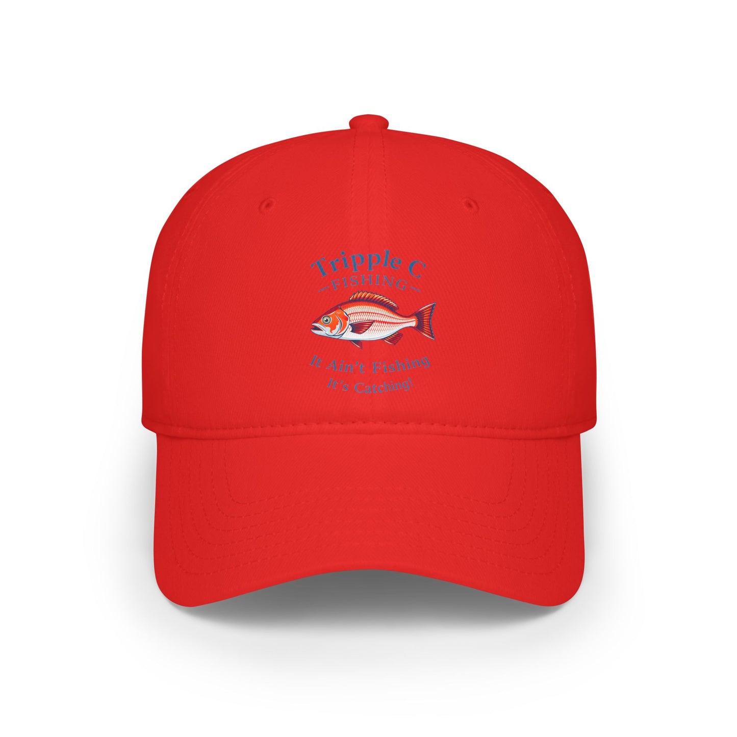 Catch of the Day Fishing Cap – Low Profile Red Baseball Hat for Fishing Enthusiasts