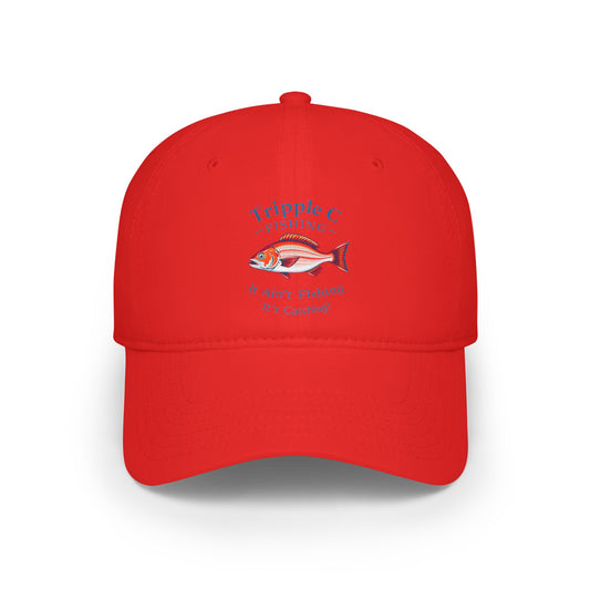 Catch of the Day Fishing Cap – Low Profile Red Baseball Hat for Fishing Enthusiasts